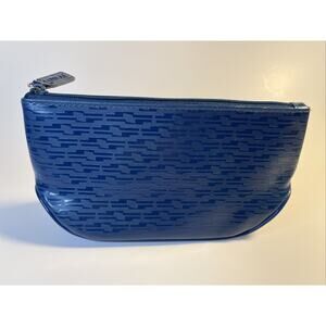 Clinique Dark Blue Vinyl Makeup Case 7.5” x 4”